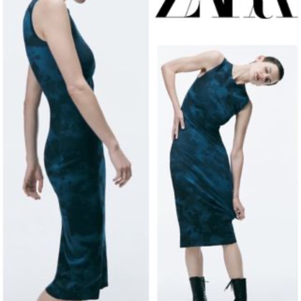 NWT ZARA TIE DYE PRINT KNIT DRESS XS